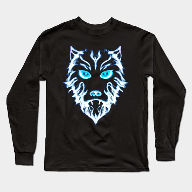 Wolf Face Long Sleeve T-Shirt by Ravenglow